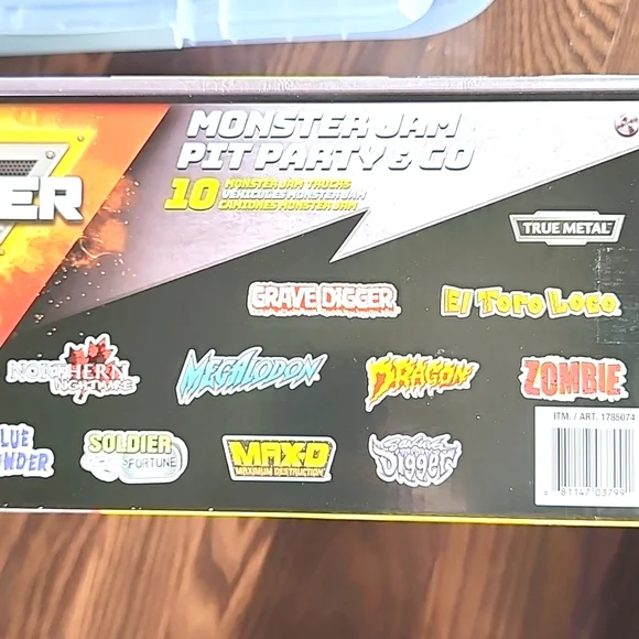 Monster Jam Pit Party & Go New In Box With 10 Trucks And Carrying Case On Wheels - Picture 9 of 12